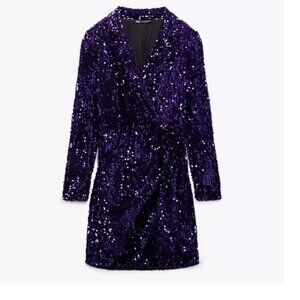 Zara Purple Sequin Blazer Dress